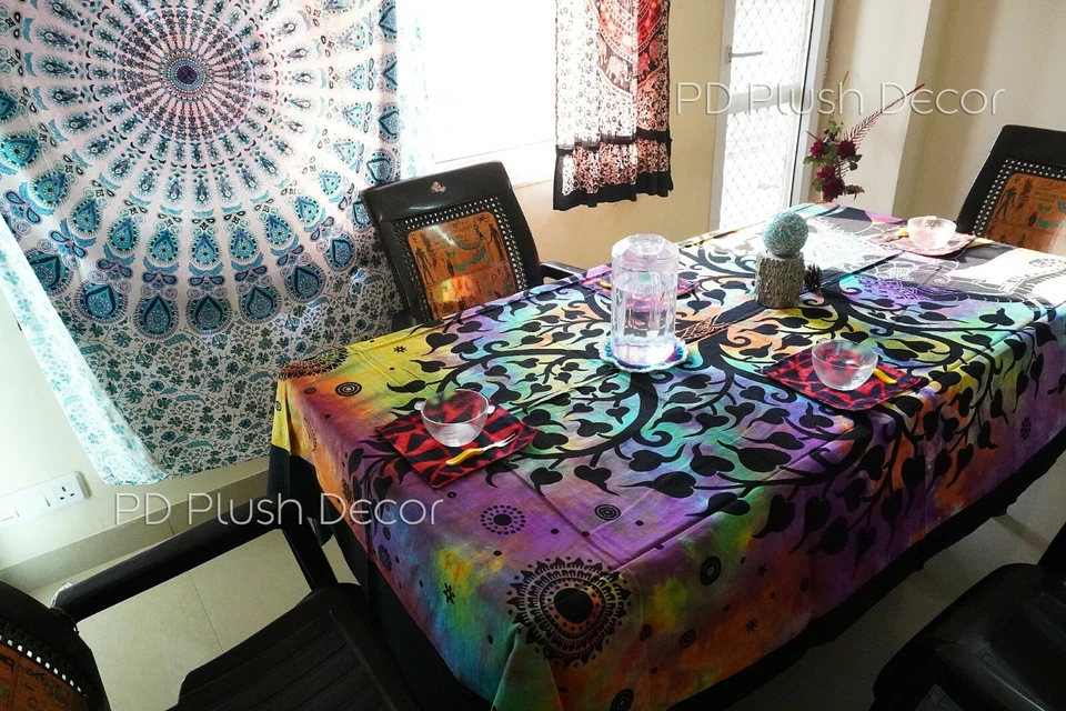 Tapeçaria Multi Tie Dye Elefante Indiano Tapeçarias Boêmias Boho Hippie Colcha - Imagem 4 de 4