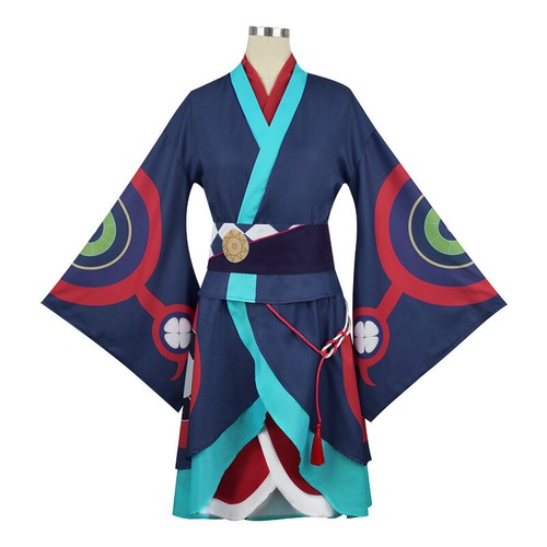 Anime Mononoke Yakusho Costume kimono Waist Printing Cartoon Dress Suit W/Bow - Picture 7 of 18