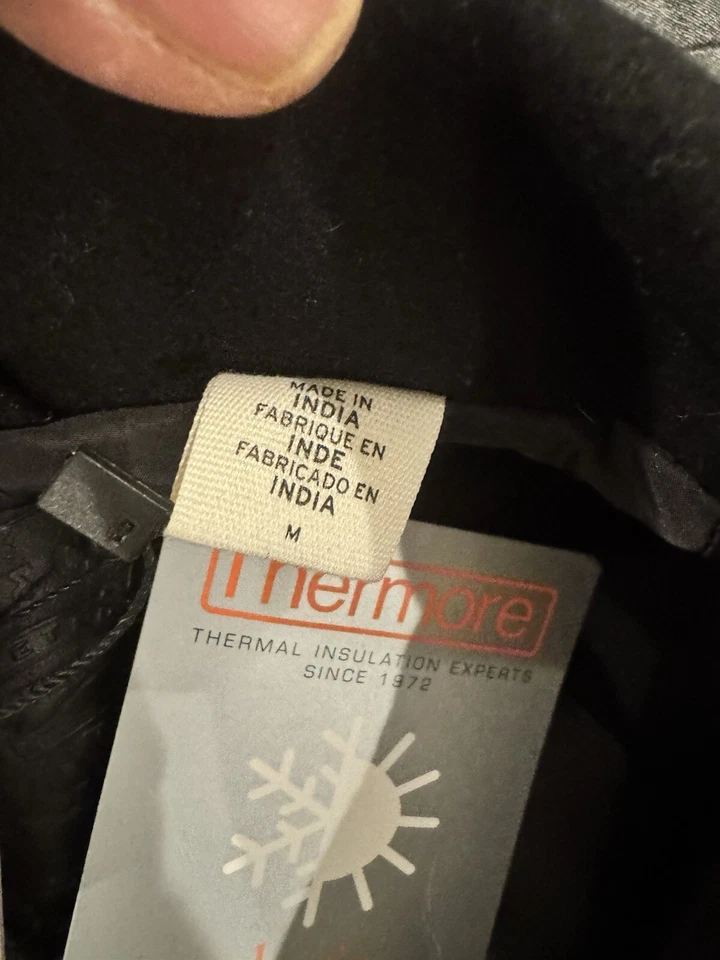 Jaqueta de caminhão híbrida de lã e couro Levi’s preta média - Imagem 3 de 4