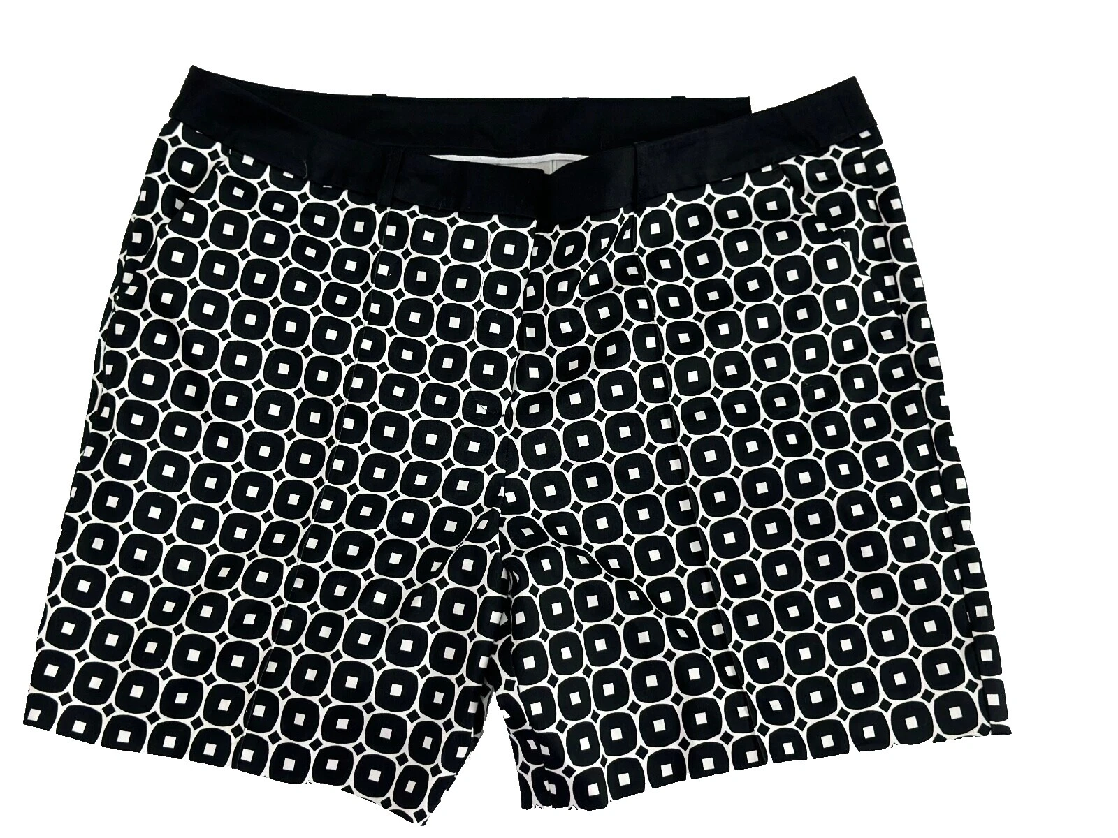 Pantalón corto Negro geométrico de algodón para mujeres