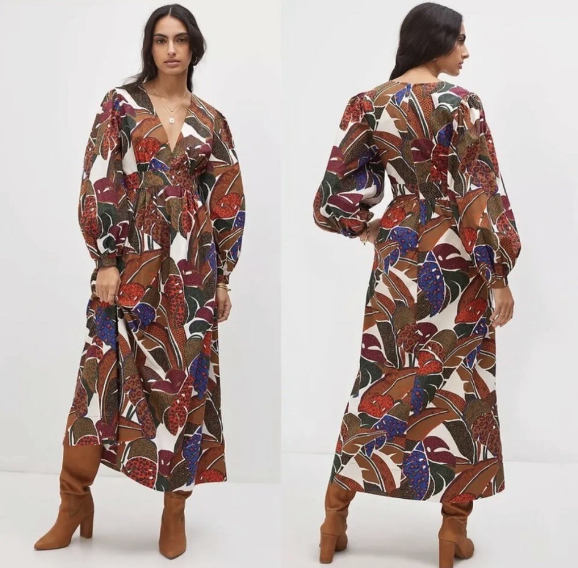 green palm leaf maxi dress Women's Tropical Green Palm Leaf Print Beach Maxi Dress