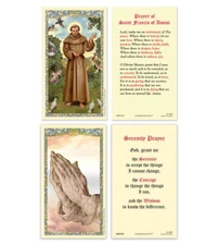 Laminated St. Francis of Assisi Peace Prayer AND Serenity Prayer Holy Card Set
