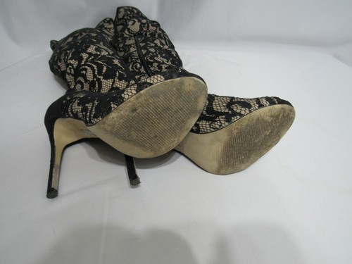 Madison by Shoedazzle Black Bone Peep Toe Knee-High Women's Boot Size 6.5 - Picture 6 of 7