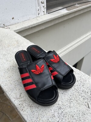 Lotta Volkova Black Red Adidas Trefoil Mules Women's US 5.5