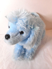 Unbranded Light Blue Plush Doggie Purse Child Sz Short Handle Zipper Top 11 1/2"