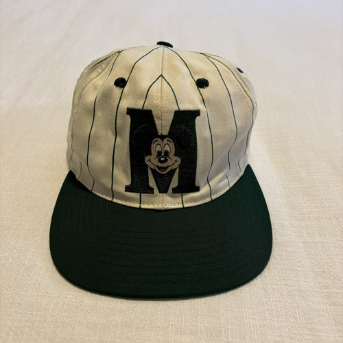 Vintage 90s Mickey Mouse Pinstripe Cap Disney Goofy’s Hat Company READ