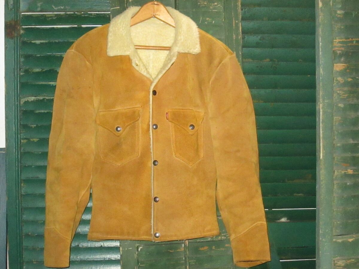 LEVI'S Vtg 50s 60s Leather Suede Big Capital E Jacket Sherpa LEVI'S Vtg 50s 60s Leather Suede Big Capital E Jacket Sherpa