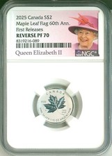 2025 Canada S$2 Maple Leaf Flag 60th Anniversary First Release NGC Reverse PF70