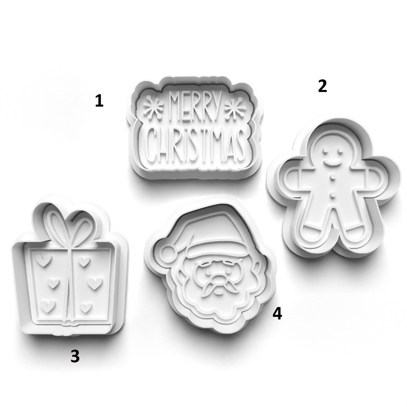 Christmas Santa Cookie Cutter and Embosser Stamp Fondant Set High