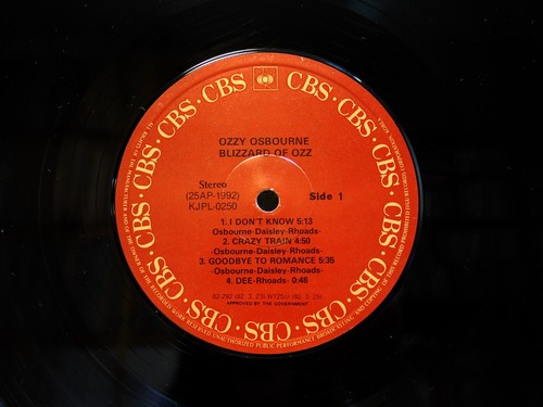 Ozzy Osbourne Blizzard of Ozzy Edit 8Track 1982 Korea LP Picture & Lyric W/In NM - Picture 5 of 6