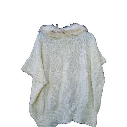 Women’s Mixit Faux Fur Collar Warm Knit Poncho One Size Fits Most Sweater Vest - Picture 9 of 15