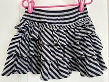 Mini Boden girls 7-8 gray blue striped tiered skirt ref 1035