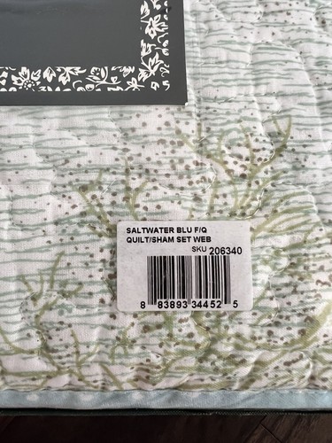 Laura Ashley Cotton Reversible Coastal Saltwater 3 Pc Quilt Set-Full Queen - Picture 5 of 8