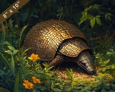Armadillo in the underbrush oil painting 8x10 Print