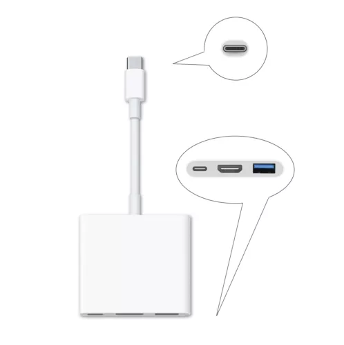 Original Apple USB Type-C Digital AV Multiport Adapter A2119 MUF82AM/A, White