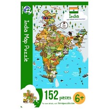 India Illustrated Map Wooden Jigsaw Puzzle for Children and Adults - 152-Piece