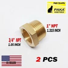 2 PC- 1" Male x 3/4" Female NPT Pipe reducer Hex Bushing adapter Brass Fitting