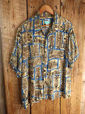 Reyn Spooner Hawaiian Traditionals Tiki Totem Pattern Shirt Size XL