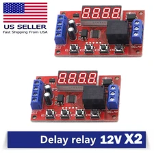 2PCS DC 12V 10A Adjustable Time Delay Relay Module LED Digital Timer Switch USA