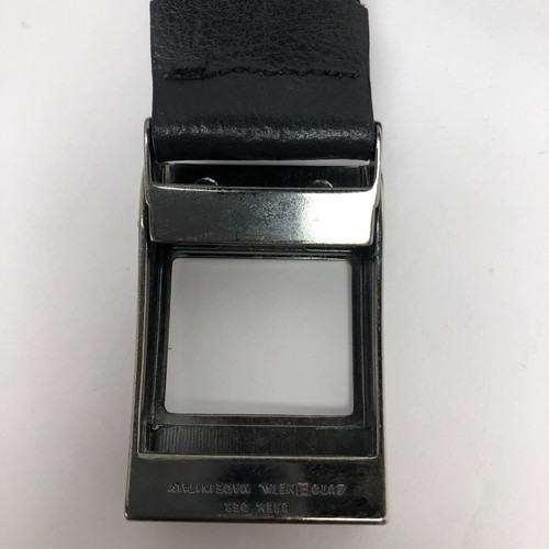 Unbranded Leather Black Belt Sz-48/115 Silver Slide Buckle Handmade in Italy - Picture 4 of 12