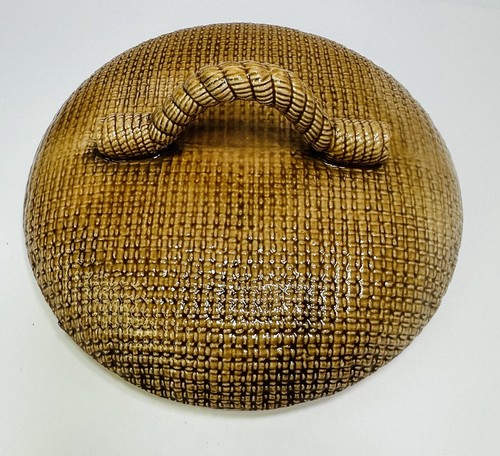 Vintage Ceramic Woven Pattern Sittre / Tureen Large Bowl Set W/ 6 Cups/ Mugs - Picture 11 of 23