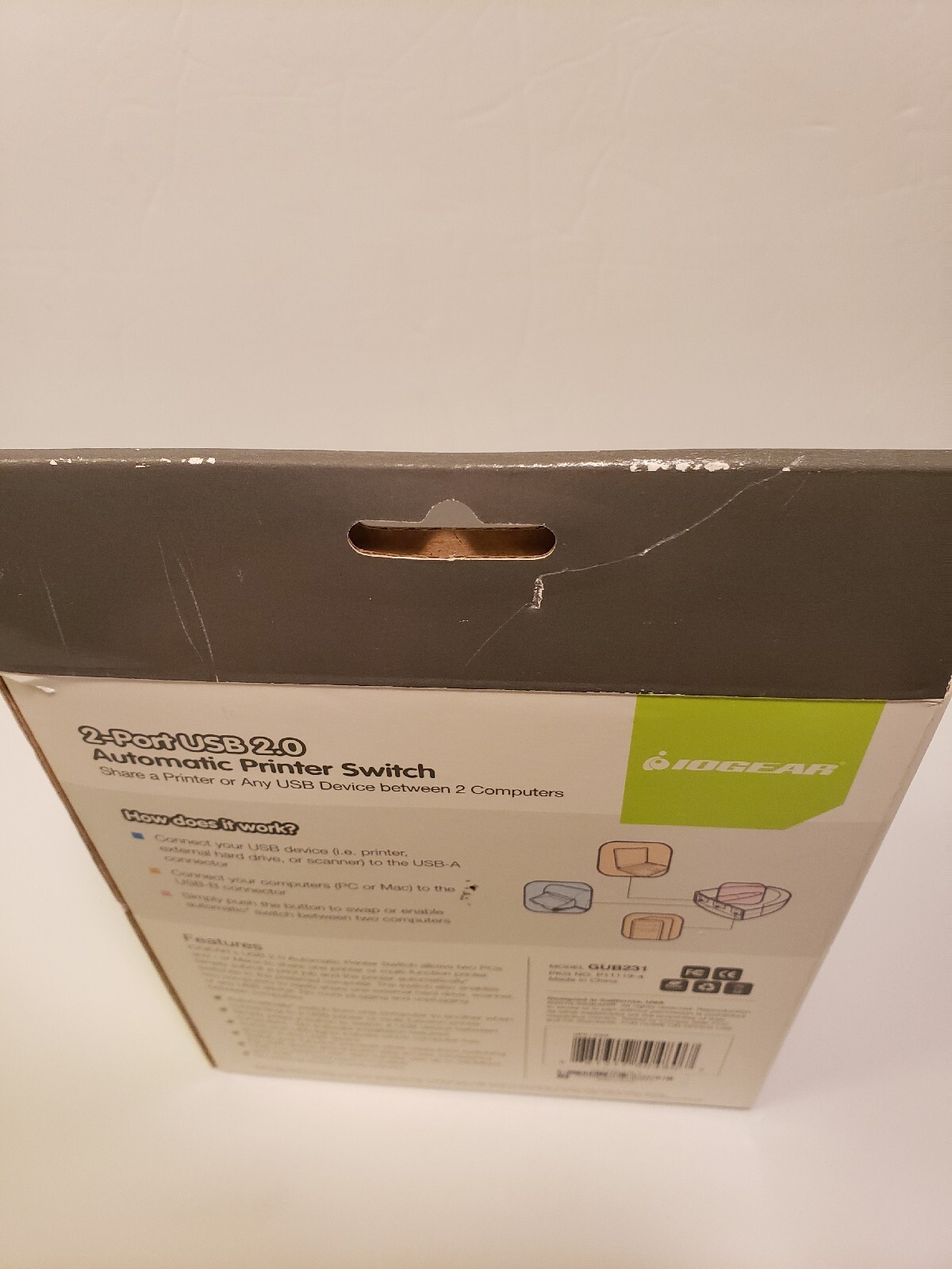 IOGEAR 2 Port USB 2.0 Automatic Printer Switch #GUB231