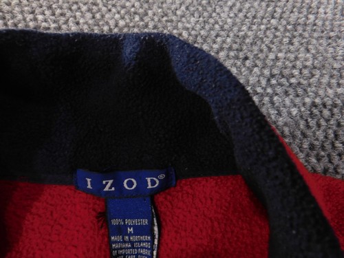 Izod fleece jacket Medium red Mens logo retro vintage classic polyester - Picture 6 of 11