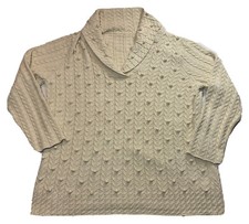 KNIT SWEATER SZ L Beige Shawl Collar