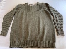 Vintage Columbia Sweater Mens L Ribbed Chunky Fisherman Green Tan Casual Adult