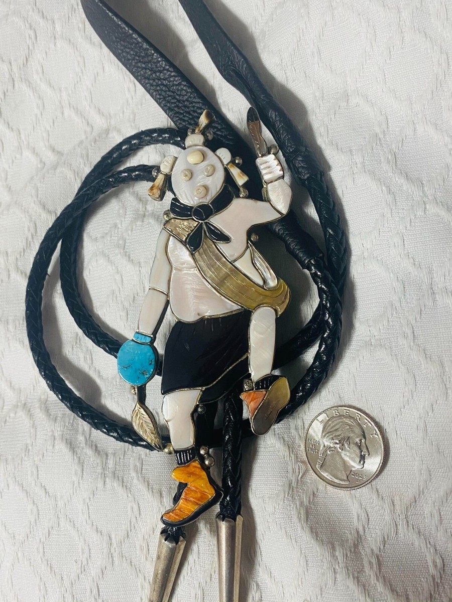 Dancing Mudhead Vintage Zuni Native American Jewelry Silver Bolo Tie Dancing Mudhead Vintage Zuni Native American Jewelry Silver Bolo Tie