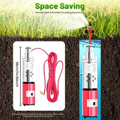 12V Submersible Pump Deep Well Water DC Pump Stainless Steel 12 Volt NEW