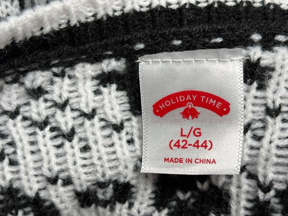 Holiday Time Sweater Mens Large Black White Llama Sunglasses Ugly Christmas - Image 3 of 4