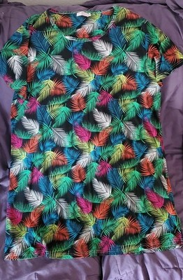 New Enjoy Night Women's Size 2XL Colorful Tropical Print SS Pullover Nightgown 