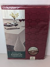 Bardwil Linens Chandler Spill Proof Microfiber Tablecloth 70" Round Wine Red