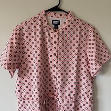 Lands End Womens Geometric Floral Button Front Midi Dress M 10-12 Multicolor