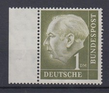 Bund 194 mit Seitenrand Bundespr&auml;sident Theodor Heuss 1 DM postfrisch