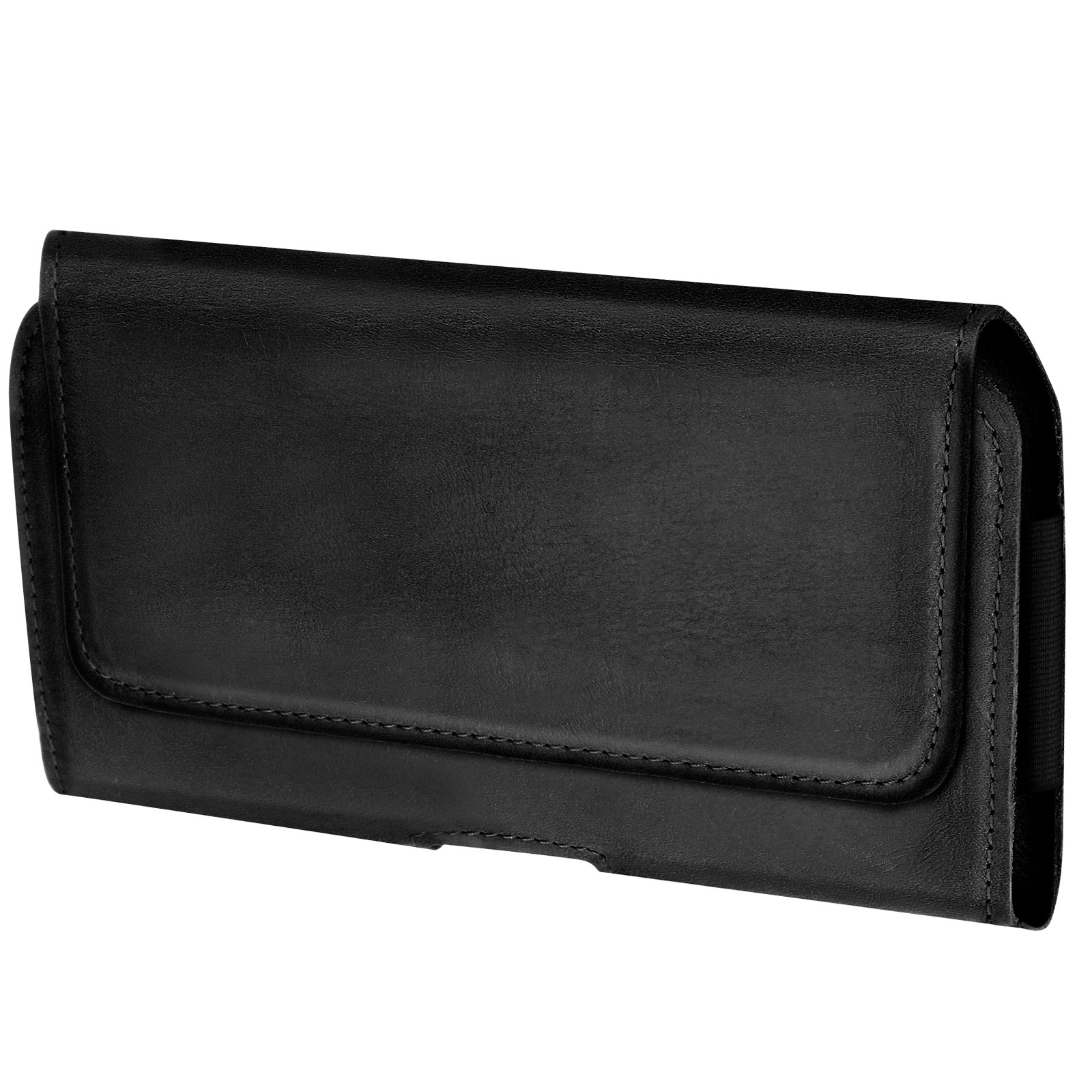 Étui ceinture XL cuir noir Avizar pochette horizontale à aimant universelle
