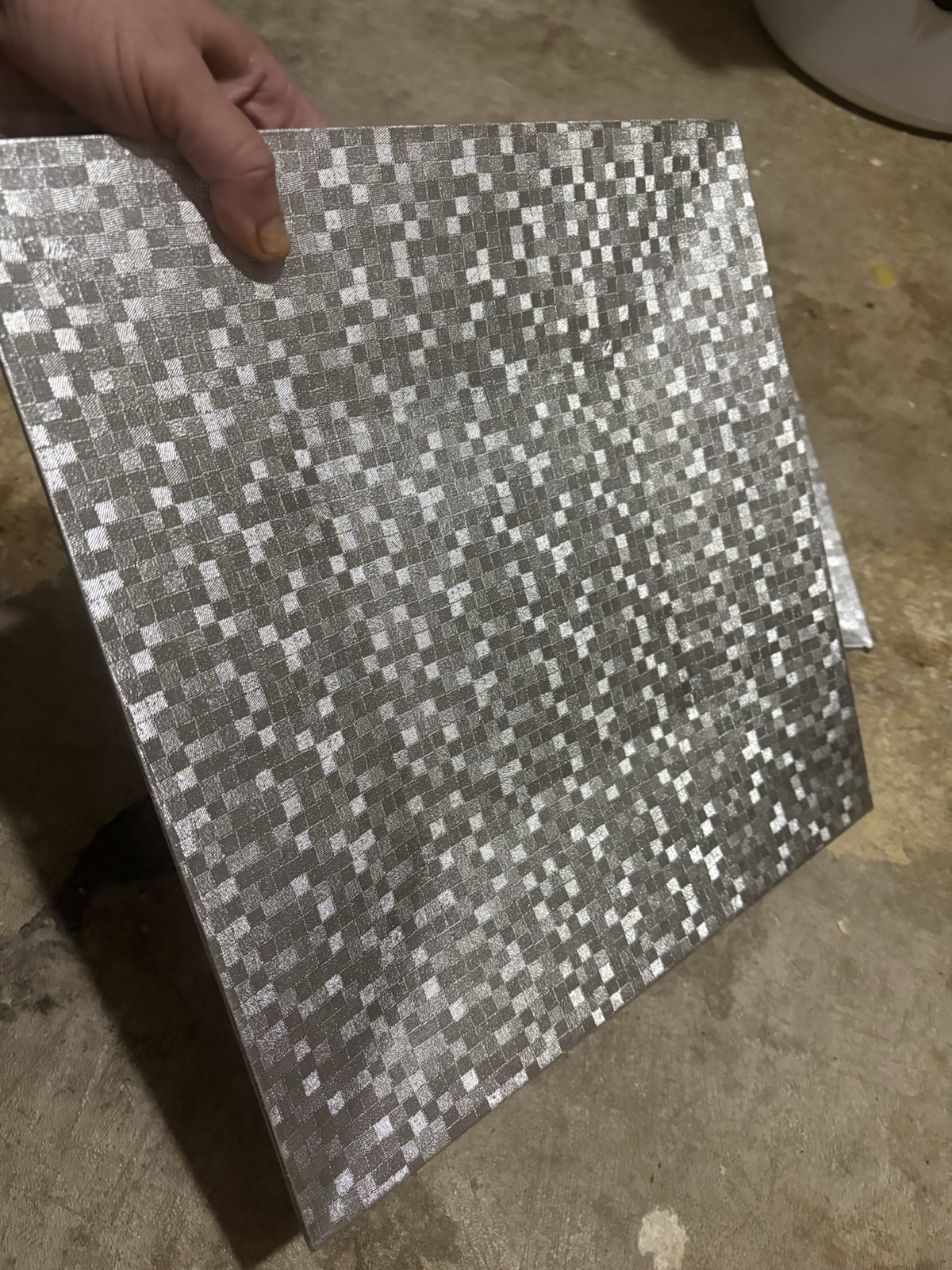 3 Square Silver Glitter Prism Plate Chargers, Set of 3 20” Each New