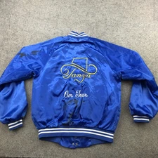 Vintage Tanya On Tour Jacket Mens Medium Blue Satin Snap Front Hartwell USA 90s