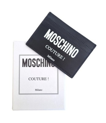 MOSCHINO unisex card holder in waxed fabric and leather Z2A8103 black
