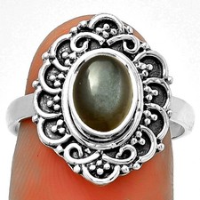 Natural Gray Moonstone 925 Sterling Silver Ring s.7.5 Jewelry R-1147
