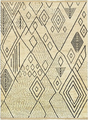 Modern Moroccan Wool Rug Color Black, Brown, Beige, Ivory Handmade Carpet Rug