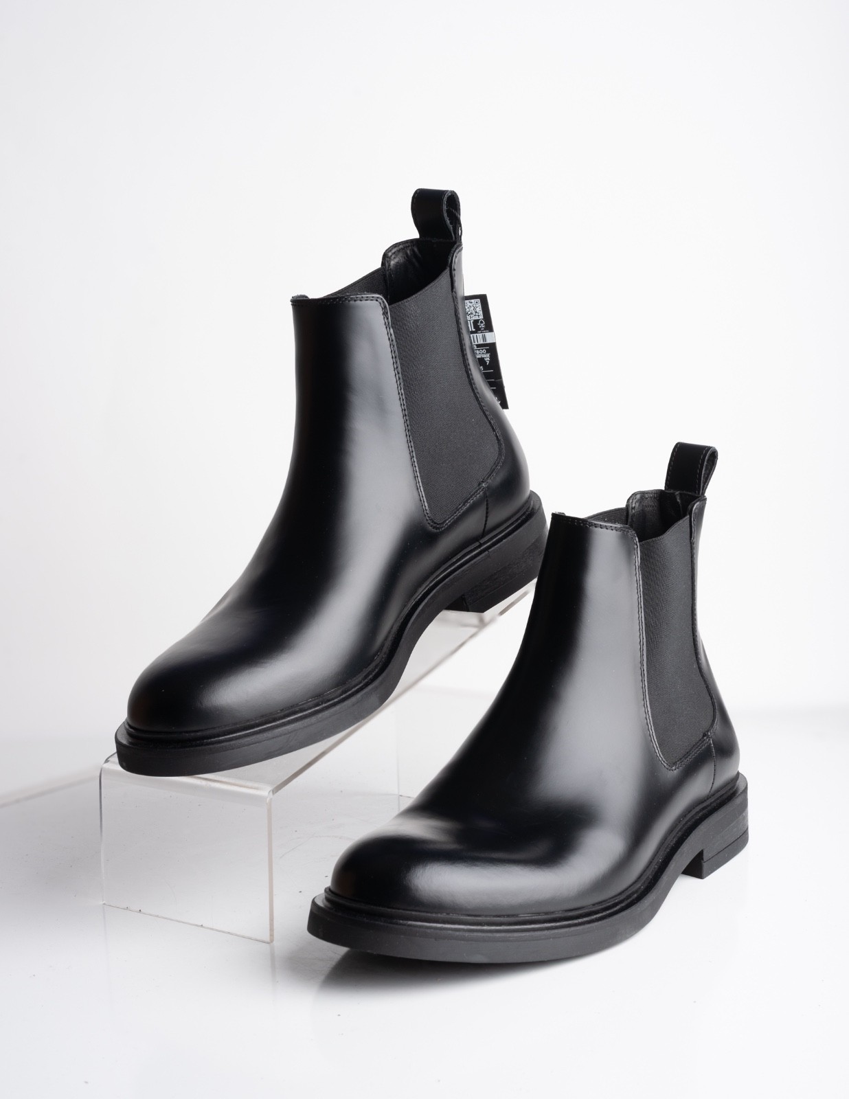 Massimo Dutti Mens Leather Ankle Boots Stretch Black US 8 EU 41 NWB 2055/450