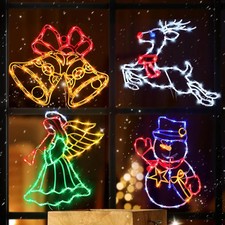 16" Christmas Window decor Silhouette Lights Deer Bell Angel Snowman 4 Pack-Z9