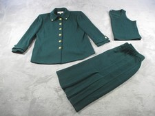 St. John Collection Outfit Set Womens 12 Green Knit Jacket Skirt Tank 3 Piece