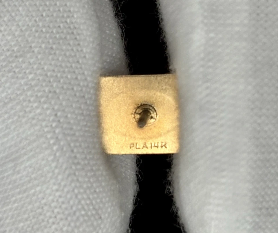 Pin de corbata Art Deco de oro amarillo de 14 k 11 mm X 8 mm grabable vintage Foto 4 de 4