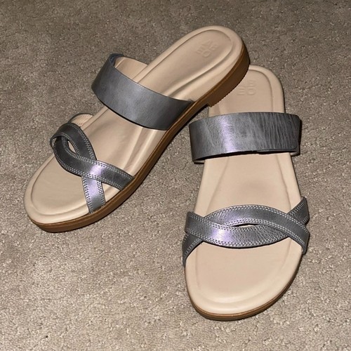 Sandali donna Abeo Kyla 2391 Siver metallizzati taglia 10 sandali slip on in pelle - Foto 2 di 6