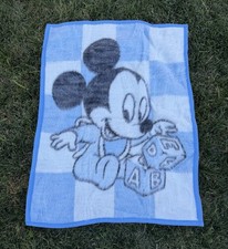 Vintage Baby Mickey Mouse Blanket 1980S Good Condition 28.5 X 3 .3