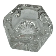 Salt Cellar Individual Round Pressed Glass Floral Pattern