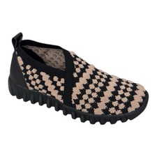 Bernie Mev Amie Slip-On Shoes Black Blush Stretchy Comfort Woven Travel NWB.